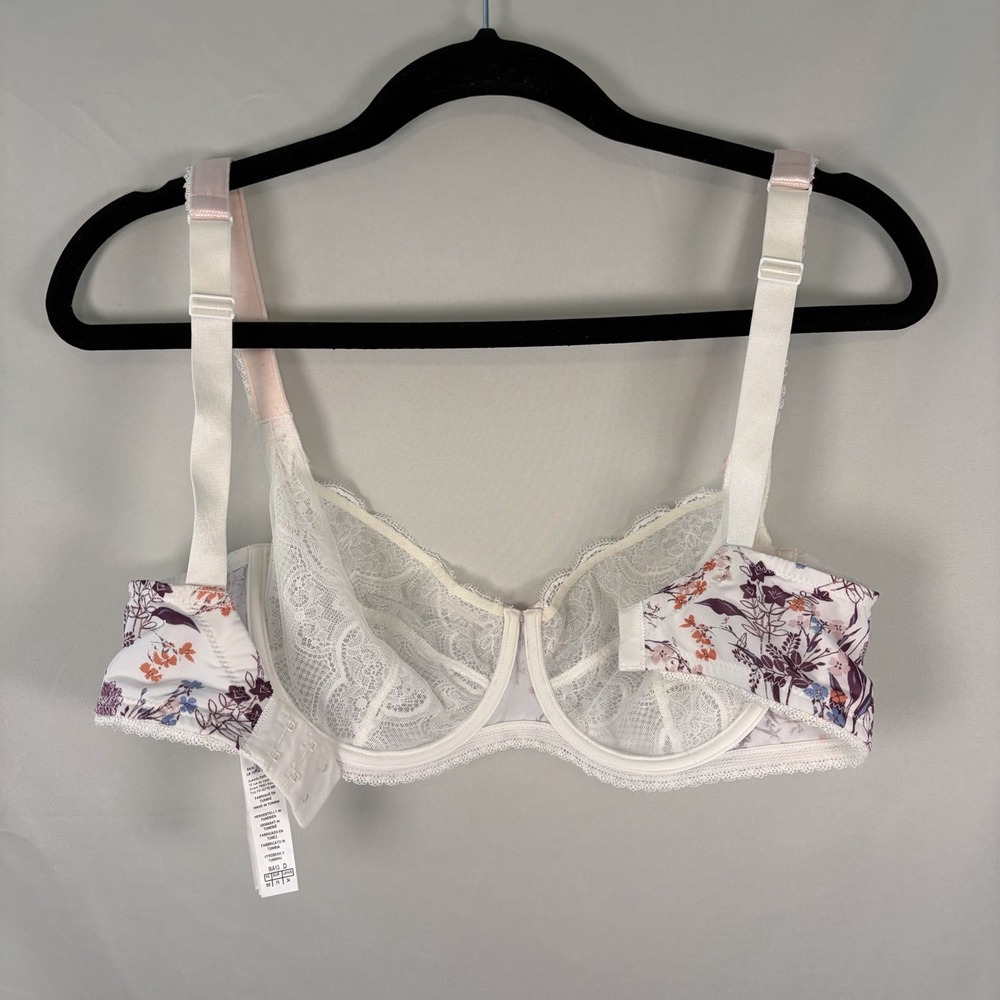 Aubade Paris 34D Comfort Full Cup Underwire Bra Sheer Lace Lingerie Floral NWOT - Picture 6 of 11